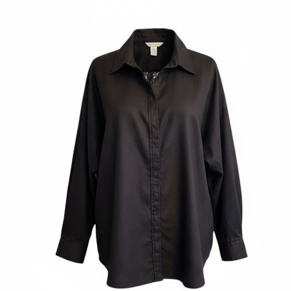 H&M Black Lace Detailed Oversized Shirt